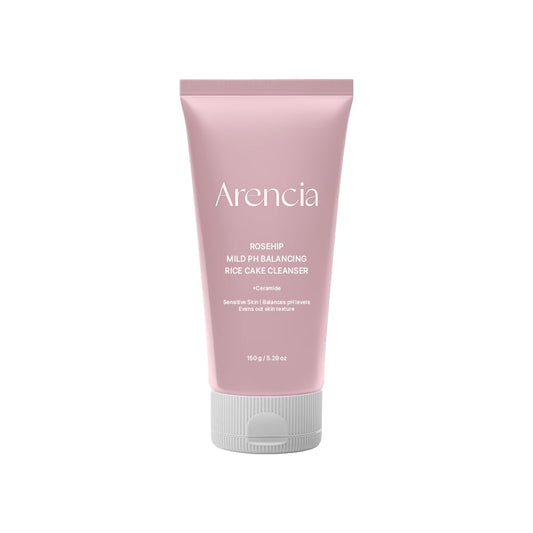 ARENCIA Rosehip Rice Cake Cleanser, pH Balancing Face Wash with Ceramide for Sensitive Skin, 5.29 oz