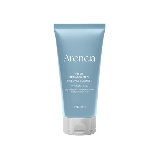 ARENCIA Hyssop Sebum Control Rice Cake Cleanser, 5.29 oz, AHA Tea Tree Face Wash for Oily Combination Skin