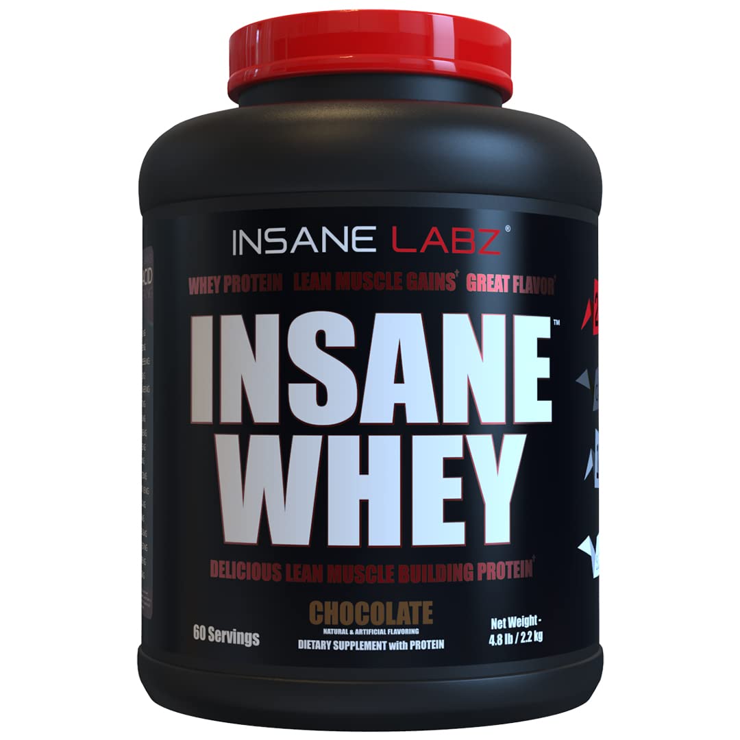 Insane Labz Insane Whey,100% Muscle Building Whey Protein, Post Workout, BCAA Amino Profile, Mass Gainer, Meal Replacement, 60 Srvgs, (Vanilla)