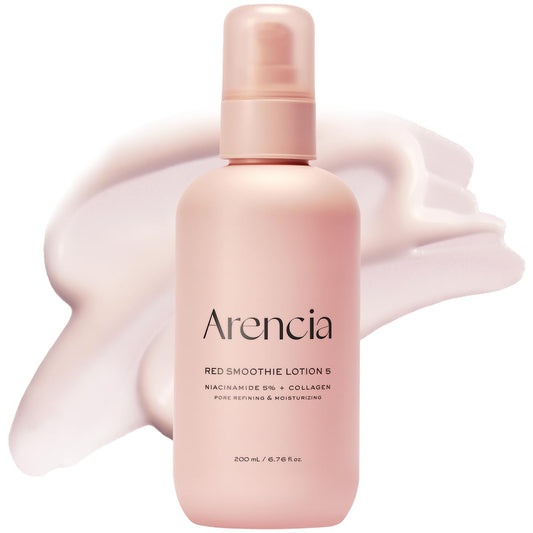 ARENCIA Red Smoothie Lotion 5, Face Moisturizer with Niacinamide 5%, Collagen, Peptide Complex, Hydrating Skin Care, 6.76 fl oz