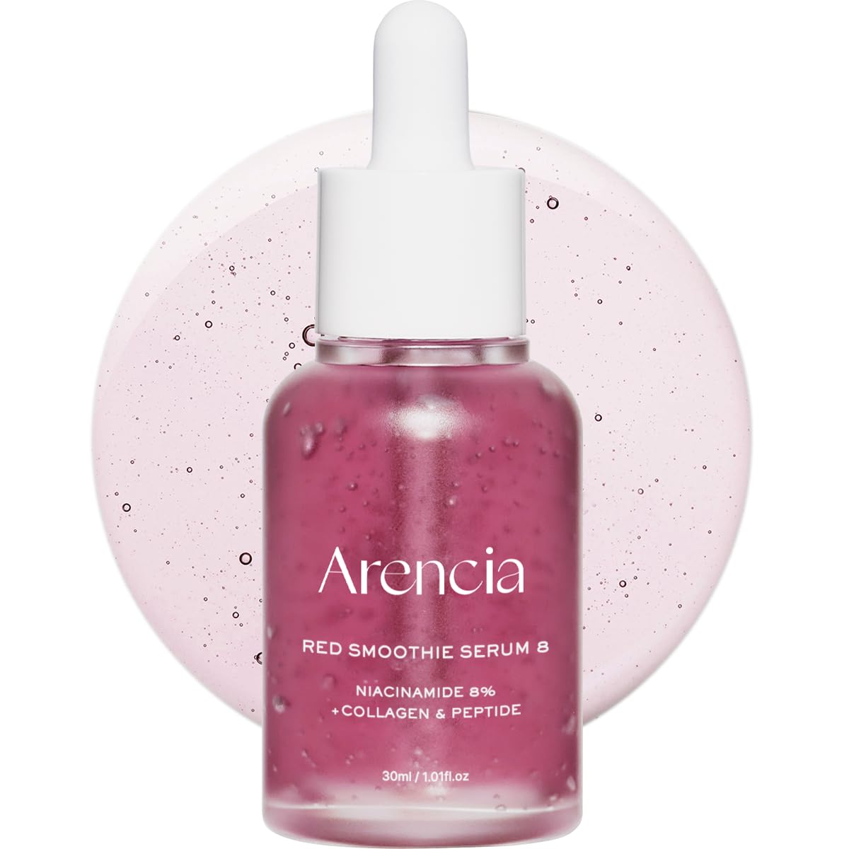 Arencia Red Collagen + Peptide Smoothie Serum, 8% Niacinamide, Vitamin C, Vitamin E, lifting anti-aging serum for skin texture for glass skin