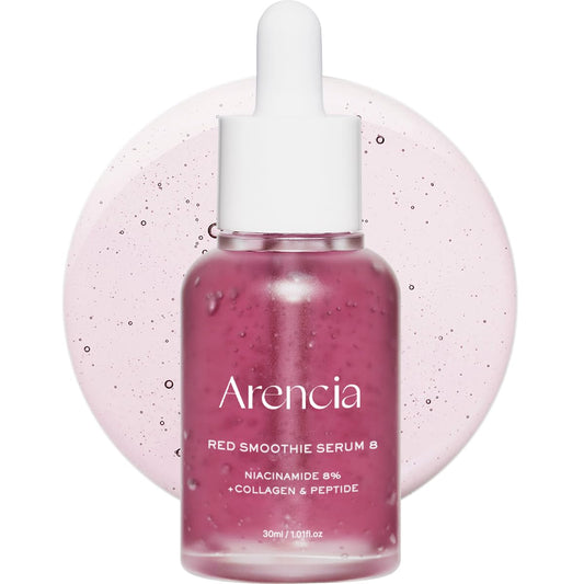 Arencia Red Collagen + Peptide Smoothie Serum, 8% Niacinamide, Vitamin C, Vitamin E, lifting anti-aging serum for skin texture for glass skin