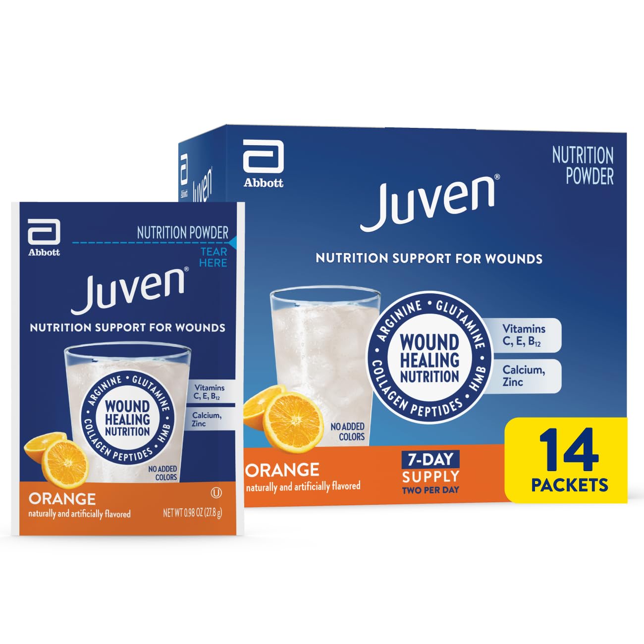 Juven Therapeutic Nutrition Drink Powder Including Collagen Peptides, Amino Acids, and HMB For Wound Healing Support, Fruit Punch, 30 Packets