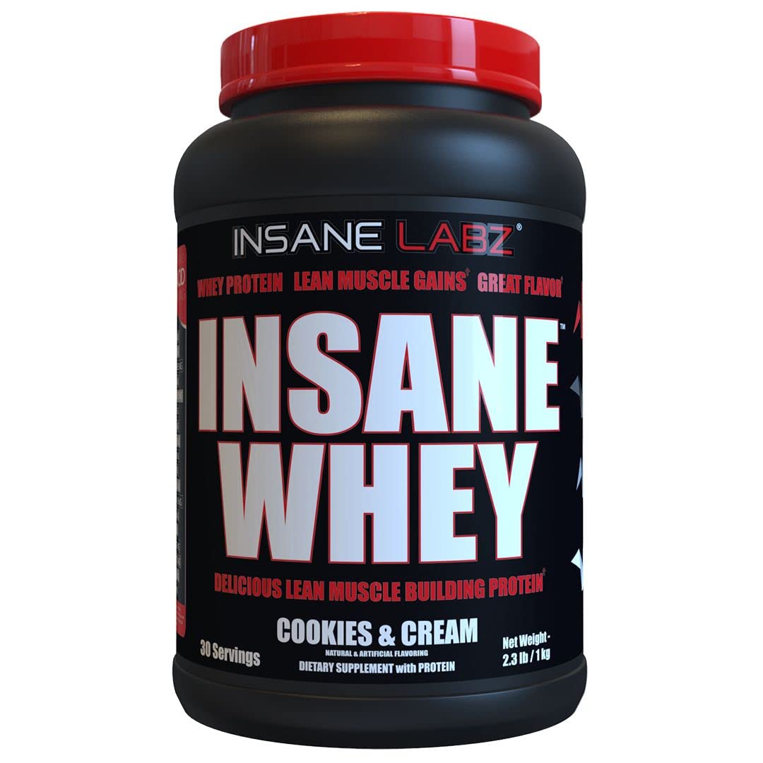 Insane Labz Insane Whey,100% Muscle Building Whey Protein, Post Workout, BCAA Amino Profile, Mass Gainer, Meal Replacement, 60 Srvgs, (Vanilla)