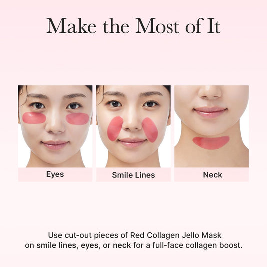 ARENCIA Red Collagen Jello Mask, Plump & Hydrating x 4ea, Overnight Hydrogel Mask for Dry, Mature Skin, Packed with Collagen, 5 Peptides, 2% Niacinamide