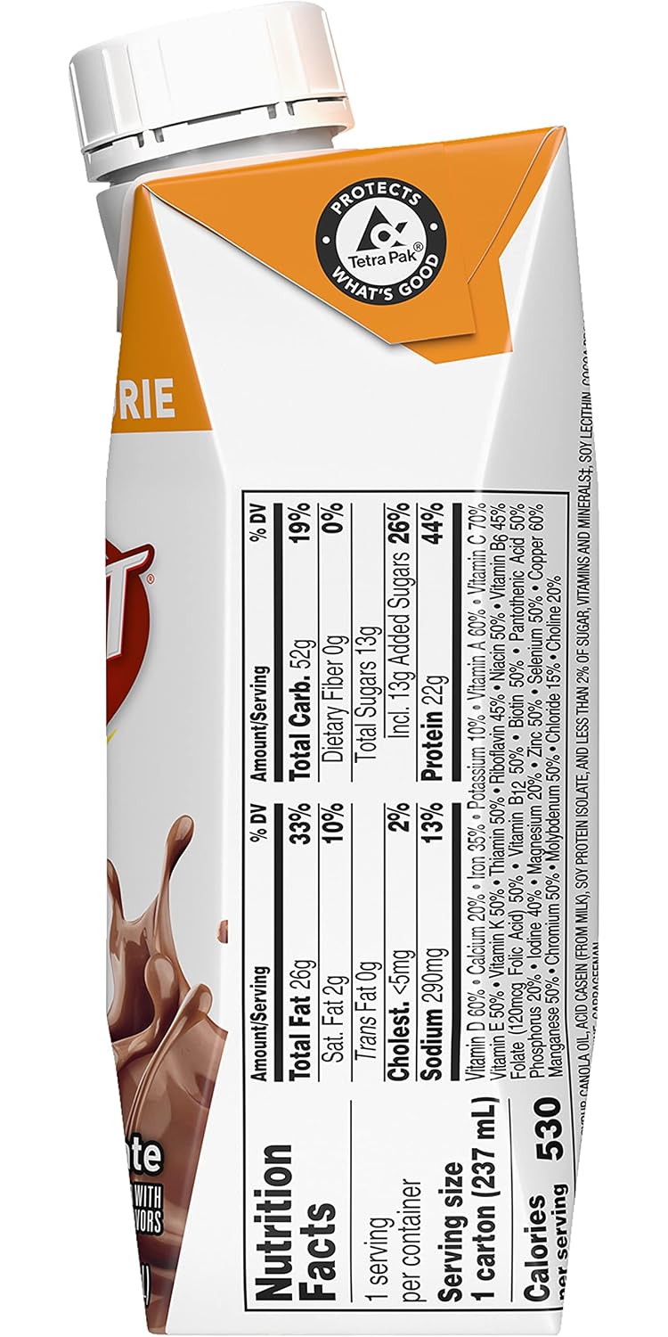 Boost Very High Calorie Nutritional Drink Made with Natural Flavor & No Artificial Flavors, Colors & Sweeteners, Chocolate, 8 FL OZ (Pack of 12)