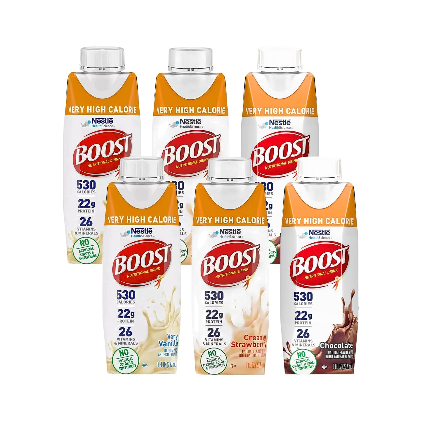 Boost Very High Calorie Nutritional Drink Made with Natural Flavor & No Artificial Flavors, Colors & Sweeteners, Chocolate, 8 FL OZ (Pack of 12)