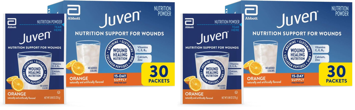 Juven Therapeutic Nutrition Drink Powder Including Collagen Peptides, Amino Acids, and HMB For Wound Healing Support, Fruit Punch, 30 Packets