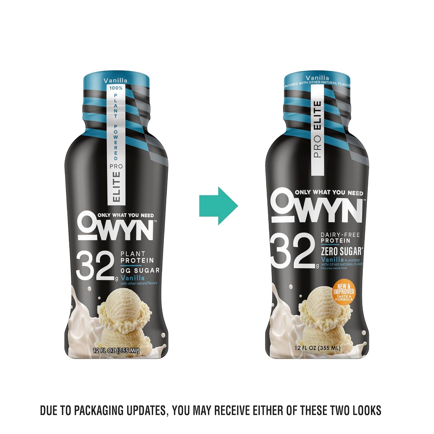 OWYN Only What You Need Pro Elite 32g Protein Shake Variety Pack, 12 Ct | No Nut Buttercup, Chocolate, Vanilla, 32g Protein, Zero Sugar, Dairy Free, Plant Protein, Individual 12fl oz Bottles