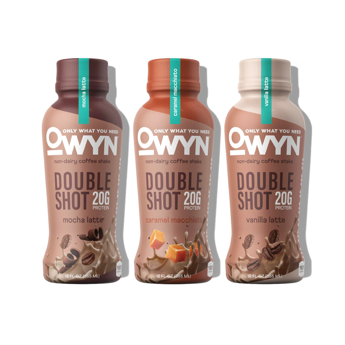 OWYN Only What You Need Mocha Latte Flavored 20g Protein Shake, 12 Ct | 20g Protein, Zero Sugar, 180mg Caffeine, Dairy Free, Plant Protein, Gluten Free, Individual 12fl oz Bottles