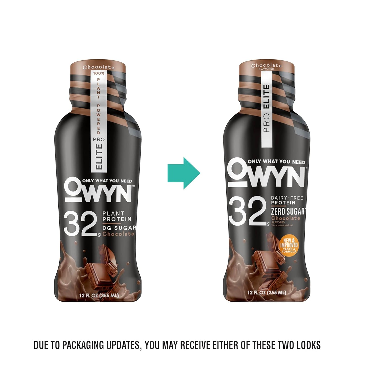 OWYN Only What You Need Pro Elite 32g Protein Shake Variety Pack, 12 Ct | No Nut Buttercup, Chocolate, Vanilla, 32g Protein, Zero Sugar, Dairy Free, Plant Protein, Individual 12fl oz Bottles