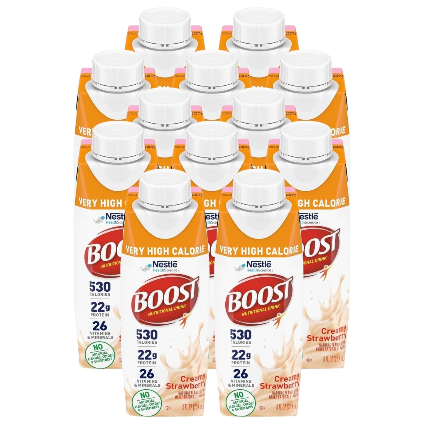 Boost Very High Calorie Nutritional Drink Made with Natural Flavor & No Artificial Flavors, Colors & Sweeteners, Chocolate, 8 FL OZ (Pack of 12)