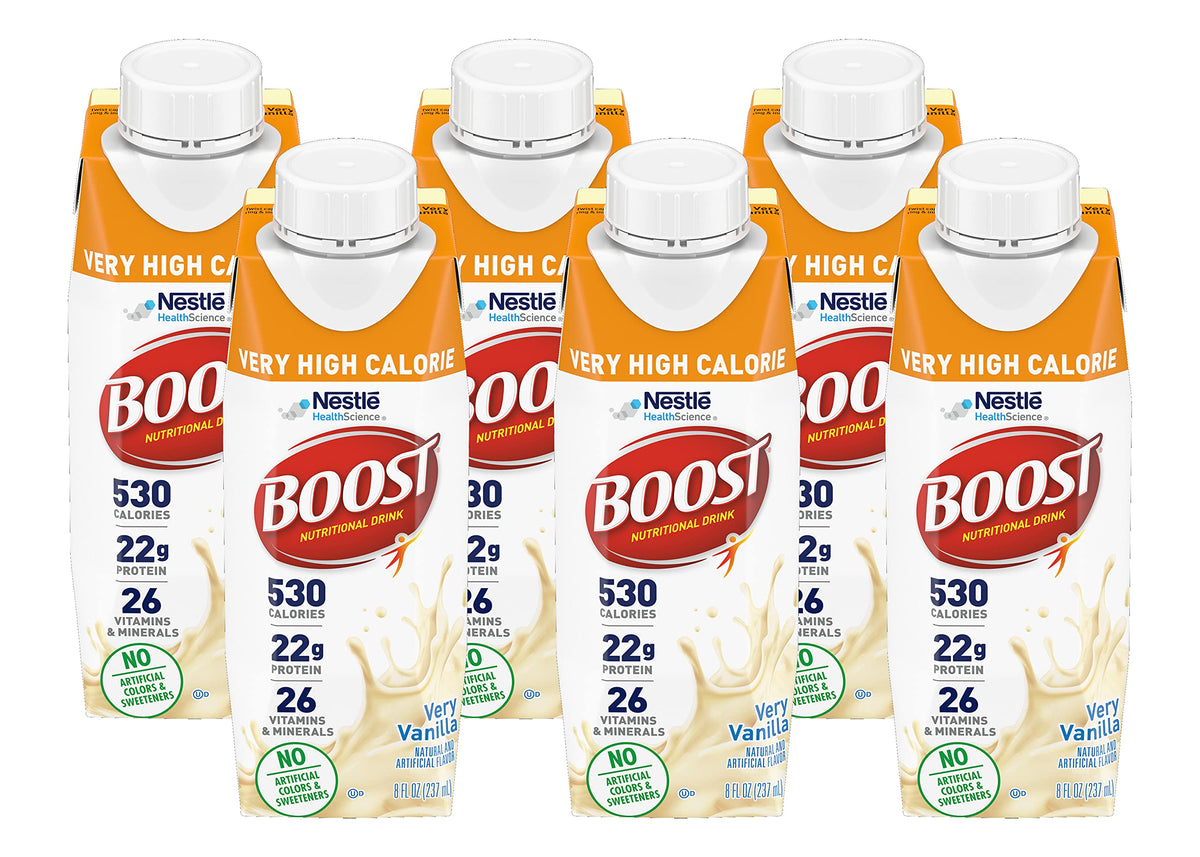 Boost Very High Calorie Nutritional Drink Made with Natural Flavor & No Artificial Flavors, Colors & Sweeteners, Chocolate, 8 FL OZ (Pack of 12)