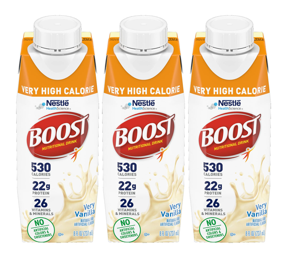 Boost Very High Calorie Nutritional Drink Made with Natural Flavor & No Artificial Flavors, Colors & Sweeteners, Chocolate, 8 FL OZ (Pack of 12)