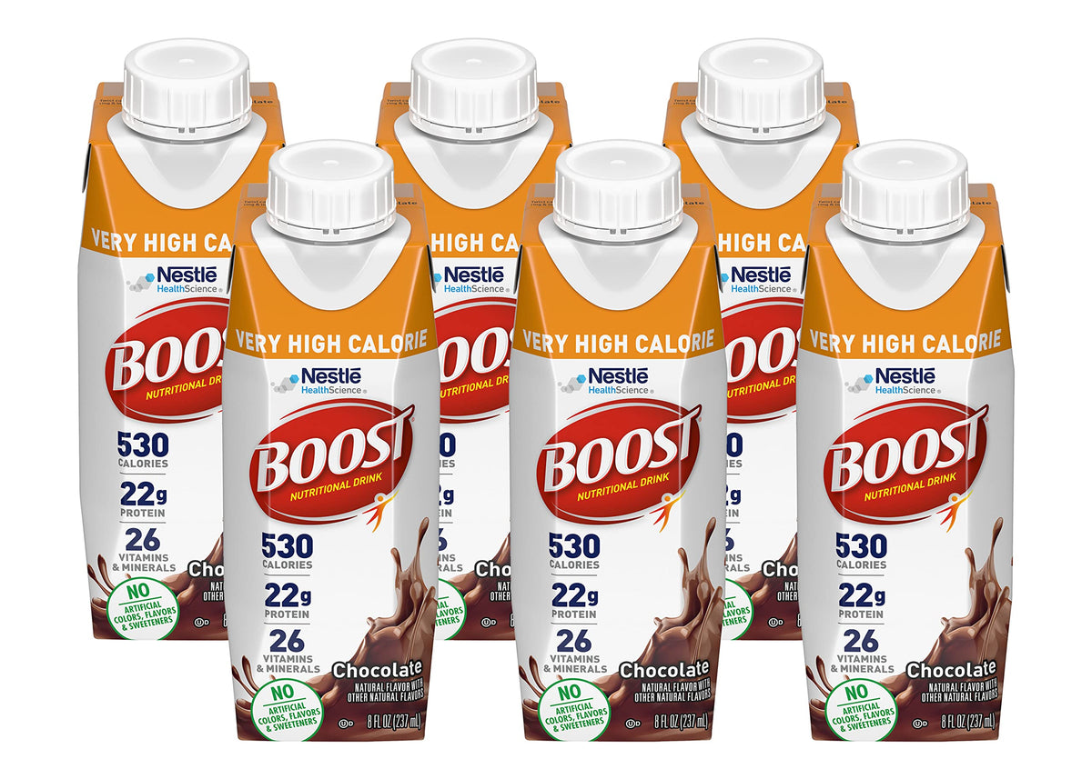 Boost Very High Calorie Nutritional Drink Made with Natural Flavor & No Artificial Flavors, Colors & Sweeteners, Chocolate, 8 FL OZ (Pack of 12)