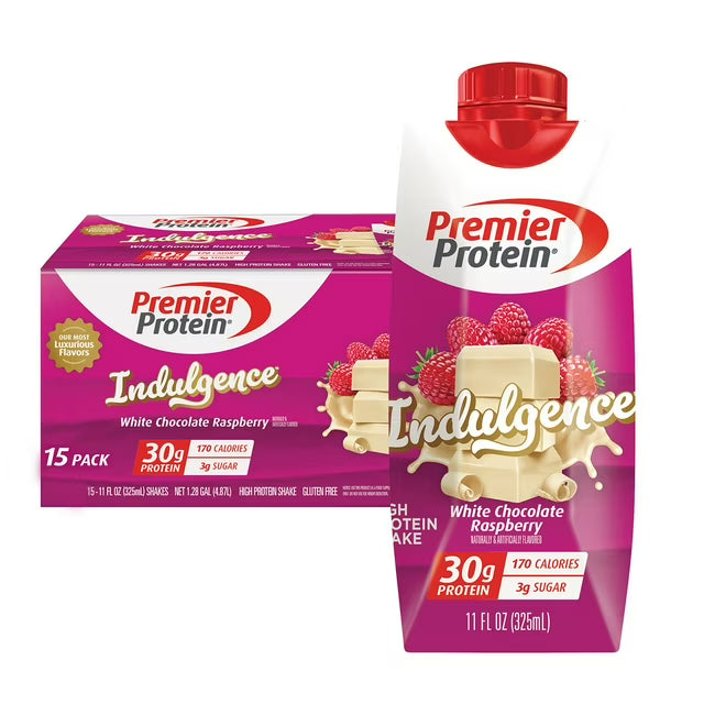 Premier Protein 30g High Protein Shake, Indulgence White Chocolate Raspberry - 15 Pack